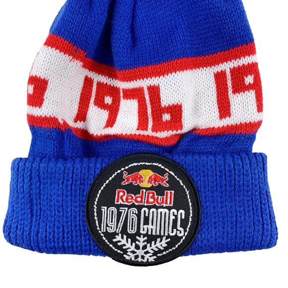 Red Bull 1976 Games Blue Beanie Pom Pom Knit Hat Blue Adults - Picture 2 of 6